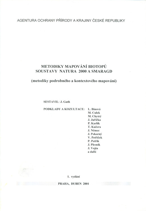 Metodiky mapování biotopů soustavy Natura 2000 a Smaragd : (metodiky podrobného a kontextového mapování)