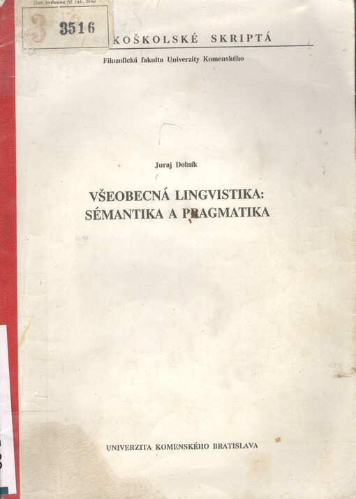 Všeobecná lingvistika: sémantika a pragmatika