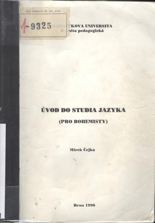Úvod do studia jazyka : (pro bohemisty)