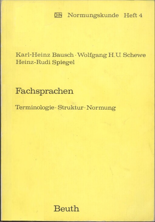 Fachsprachen :Terminologie : Struktur : Normung
