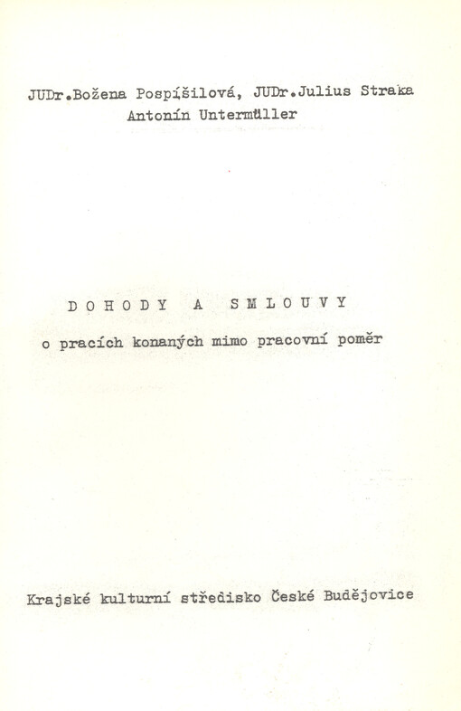 Dohody a smlouvy o pracích konaných mimo pracovní poměr