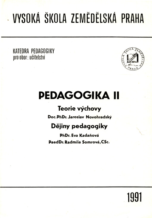 Pedagogika II: určeno pro stud. oboru učitelství