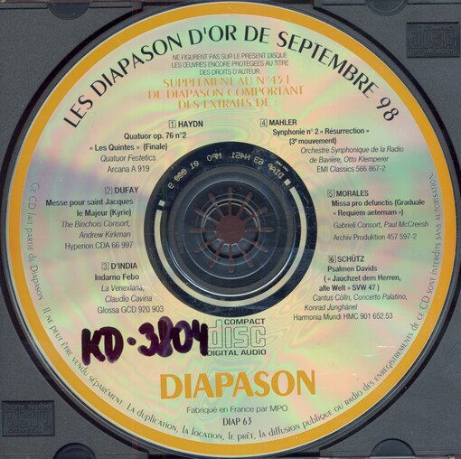Les Diapason d'or de septembre 98
