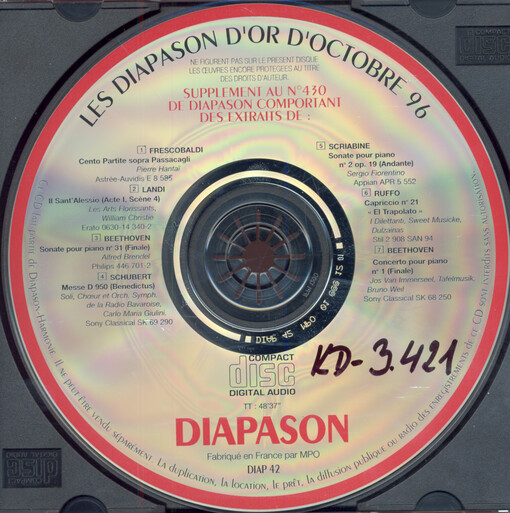 Les Diapason d'or d'octobre 96
