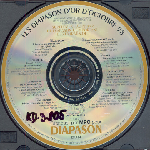 Les Diapason d'or d'octobre 98