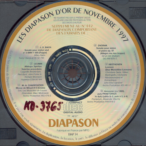 Les Diapason d'or de novembre 1997
