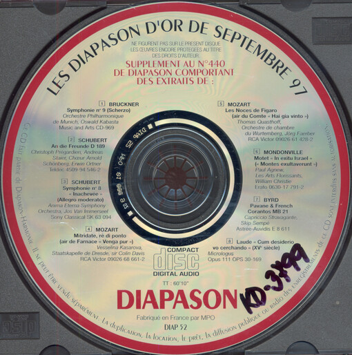 Les Diapason d'or de septembre 97