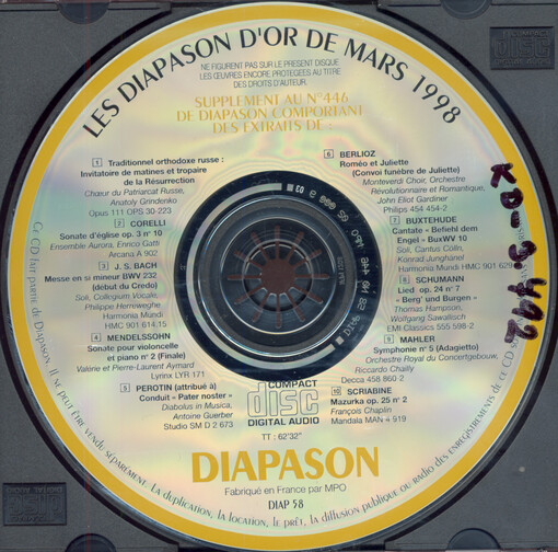 Les Diapason d'or de mars 1998