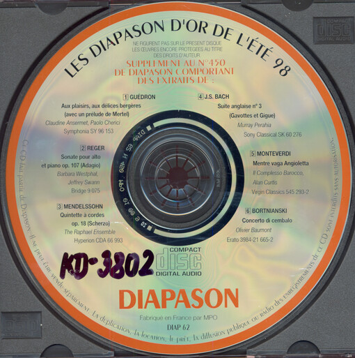 Les Diapason d'or de l'été 98