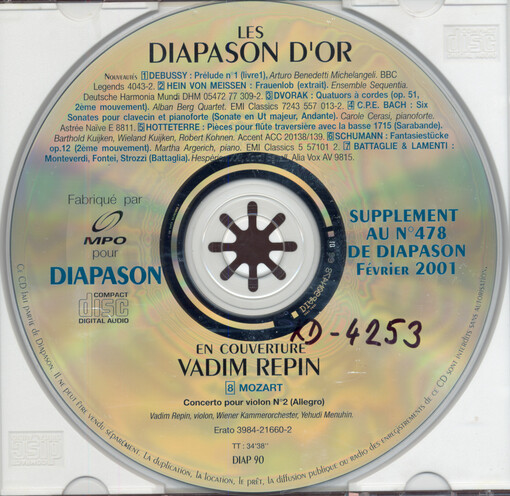Les Diapason d'or supplement au no. 478 de Diapason février 2001