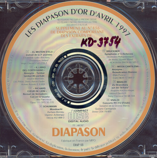 Les Diapason d'or d'avril 1997