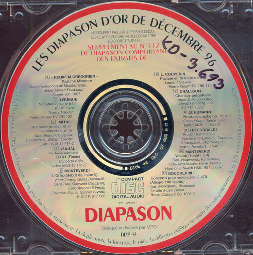 Les Diapason d'or de décembre 96