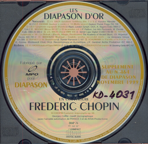 Les Diapason d'or supplement au no. 464 de Diapason novembre 1999