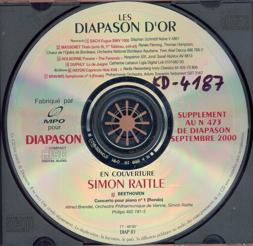 Les Diapason d'or supplement au no. 473 de Diapason septembre 2000