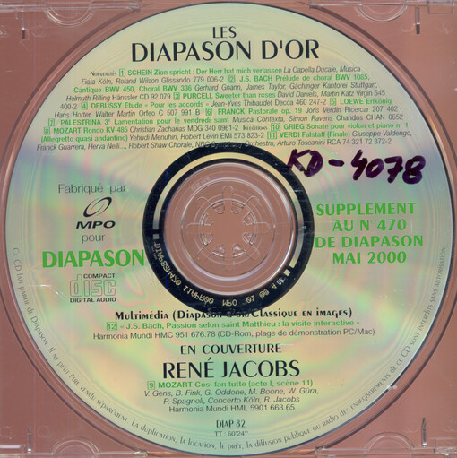 Les Diapason d'or supplement au no. 470 de Diapason mai 2000