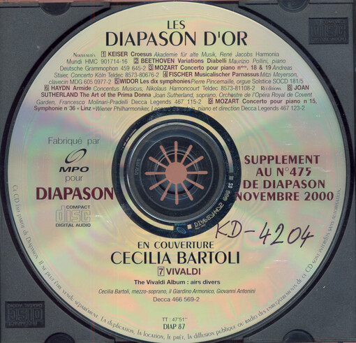 Les Diapason d'or supplement au no. 475 de Diapason novembre 2000