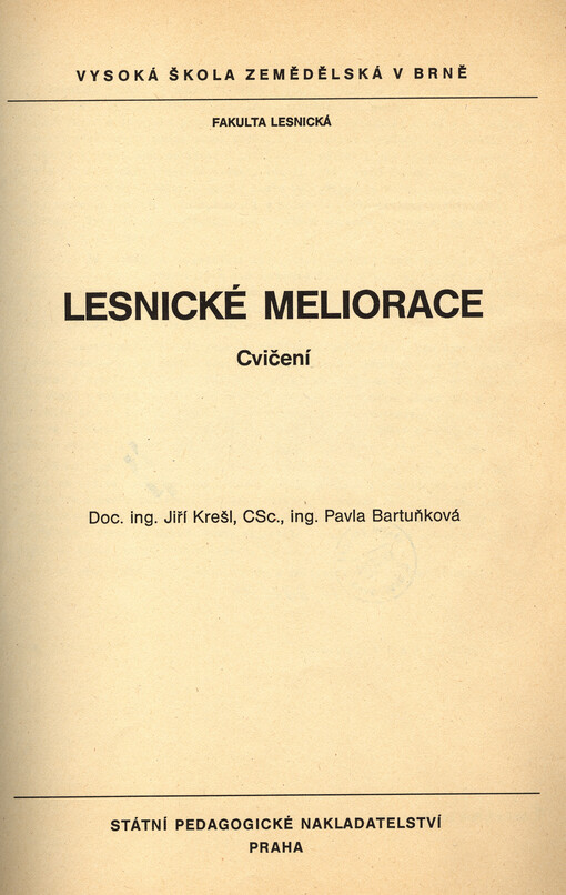 Lesnické meliorace :cvičení
