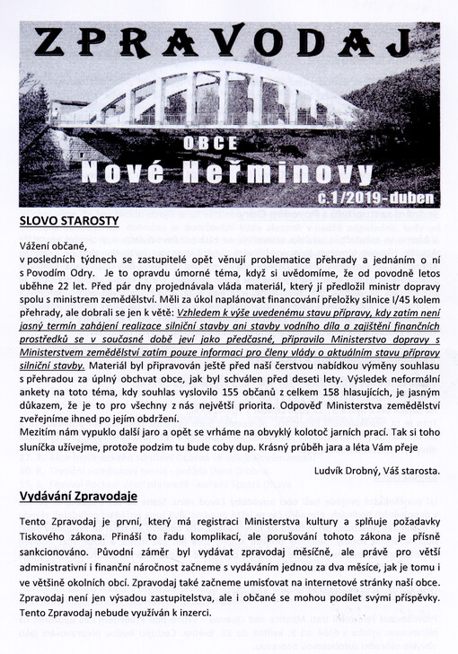 Zpravodaj obce Nové Heřmínovy