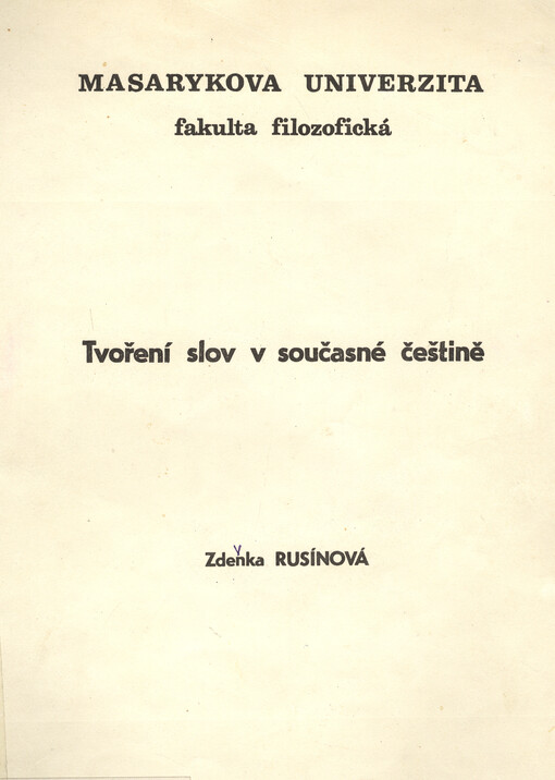 Tvoření slov v současné češtině