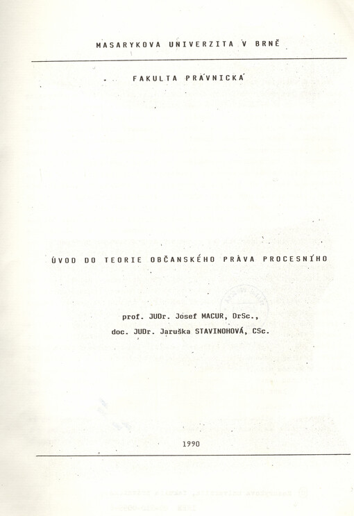 Úvod do teorie občanského práva procesního
