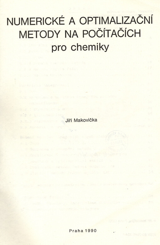 Numerické a optimalizační metody na počítačích pro chemiky