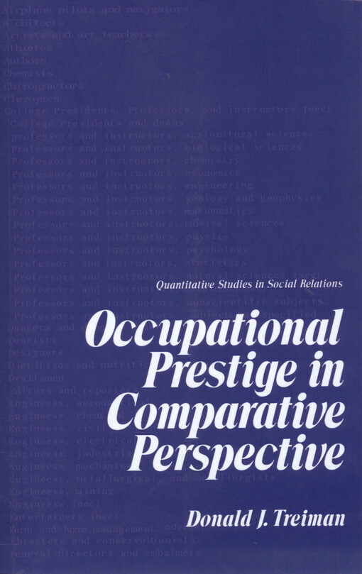 Occupational prestige in comparative perspective