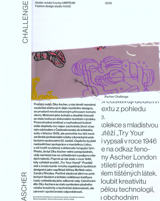 Ascher challenge : katalog výstavy : Ateliér módní tvorby UMPRUM = exhibition catalogue : Fashion Design Studio AAAD