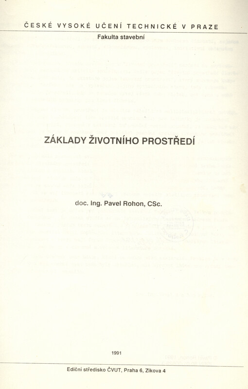 Základy životního prostředí: určeno pro stud. fak. stavební