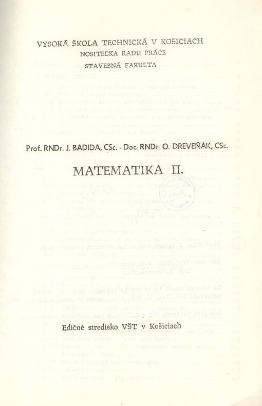 Matematika II.