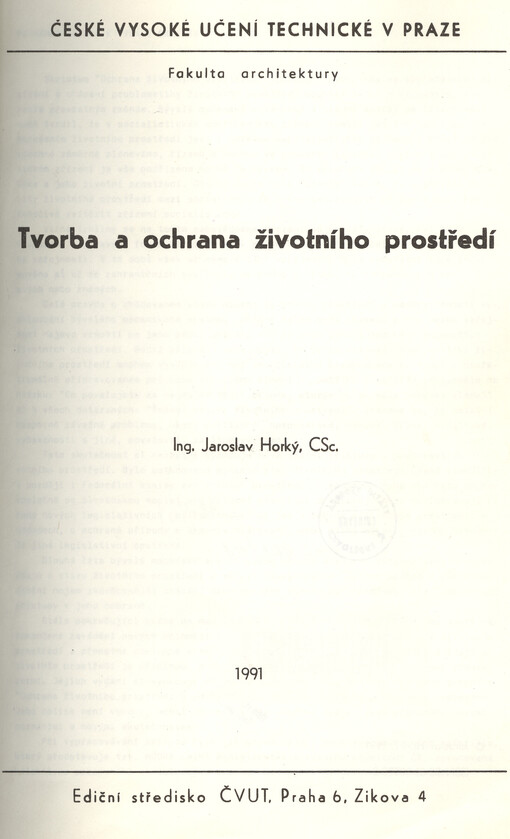 Tvorba a ochrana životního prostředí
