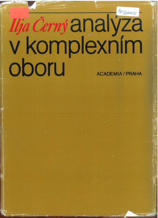 Analýza v komplexním oboru: vysokoškolská učebnice pro přírodovědecké fakulty a fakulty matematicko-fyzikální