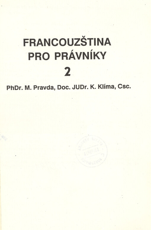 Francouzština pro právníky II.