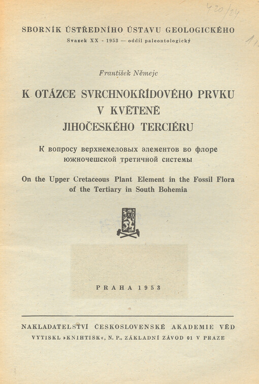 K otázce svrchnokřídového prvku v květeně jihočeského terciéru
