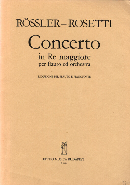 Concerto in Re maggiore per flauto ed orchestra : reduzione per flauto e pianoforte