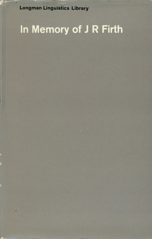 In memory of J. R. Firth