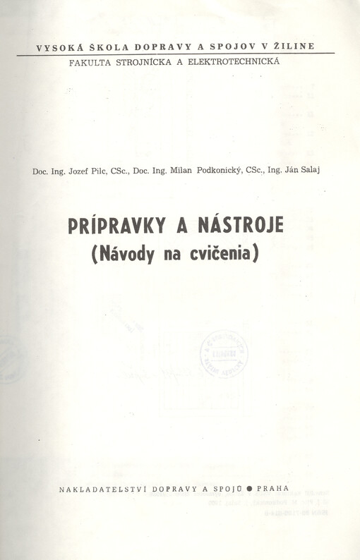 Prípravky a nástroje :návody na cvičenia