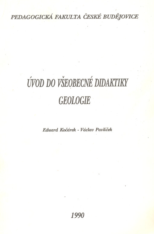 Úvod do všeobecné didaktiky geologie