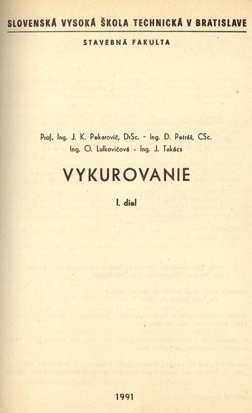 Vykurovanie. Diel 1.