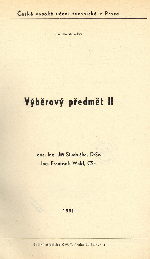 Výběrový předmět II :určeno pro studenty fakulty stavební