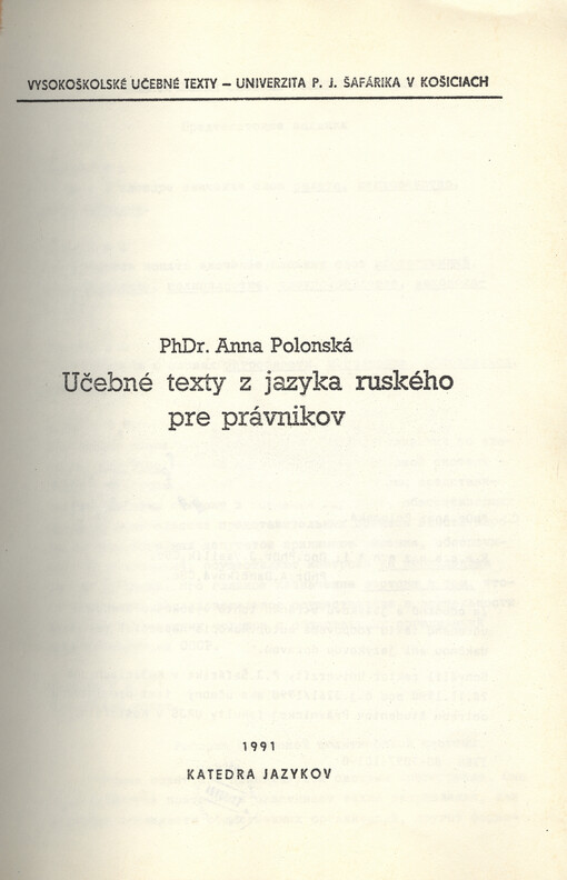 Učebné texty z jazyka ruského pre právnikov