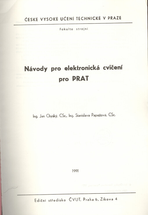 Návody pro elektronická cvičení pro PRAT