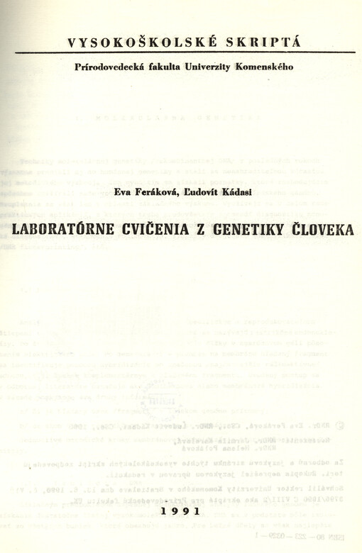 Laboratórne cvičenia z genetiky človeka