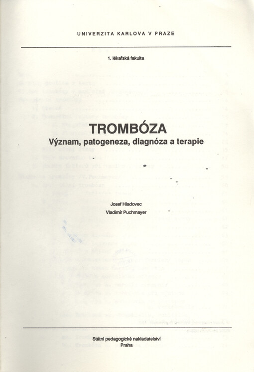 Trombóza: význam, patogeneza, diagnóza a terapie