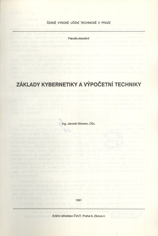 Základy kybernetiky a výpočetní techniky: určeno pro stud. fak. stavební