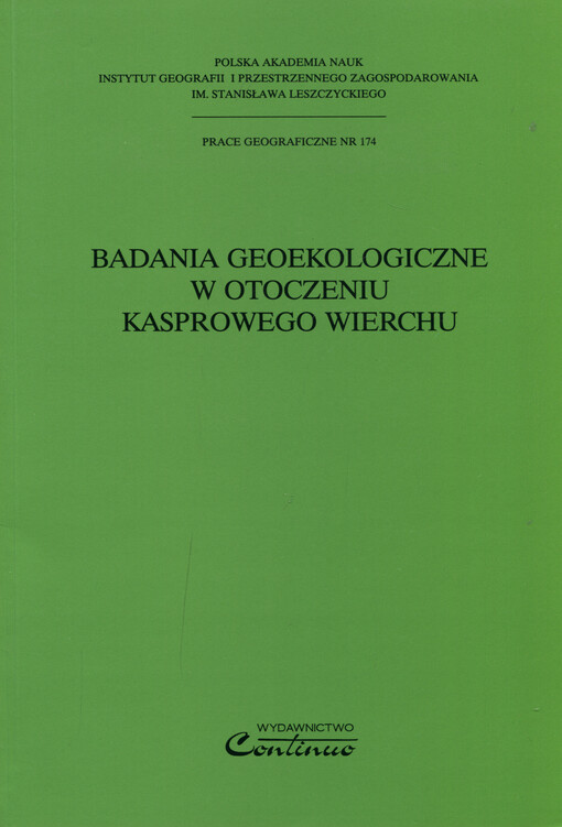 Badania geoekologiczne w otoczeniu Kasprowego Wierchu