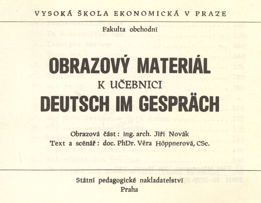 Obrazový materiál k učebnici Deutsch im Gespräch : určeno pro posl. fak. národohospod., výrobně ekon., obchodní, řízení a rektorátní katedry