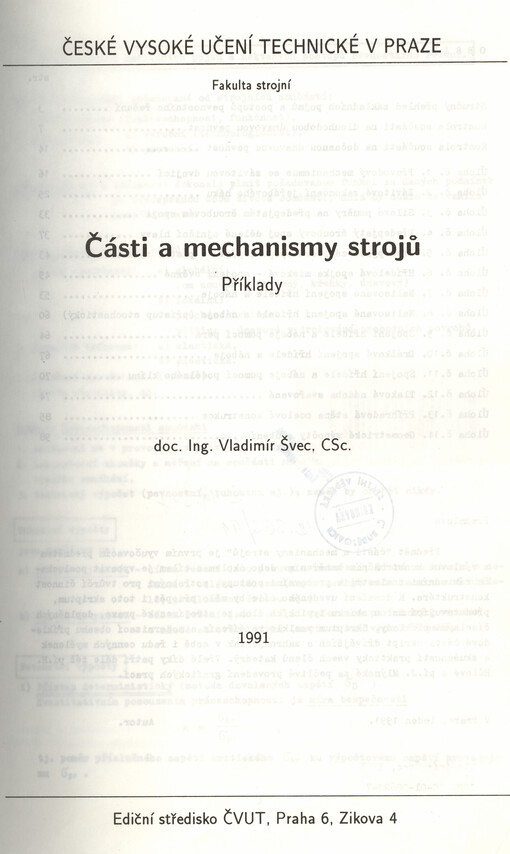 Části a mechanismy strojů: příklady : určeno pro stud. fak. strojní