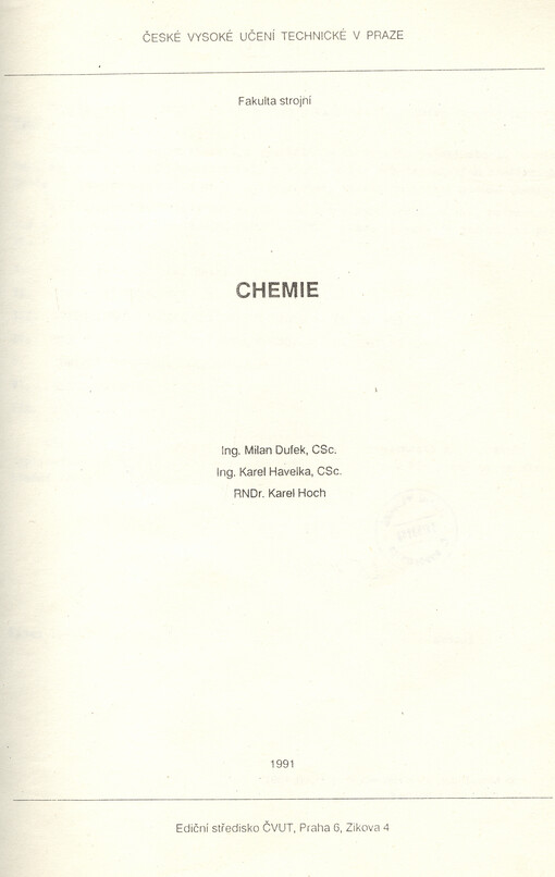 Chemie :určeno pro stud. fak. strojní
