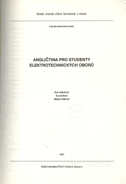 Angličtina pro studenty elektrotechnických oborů