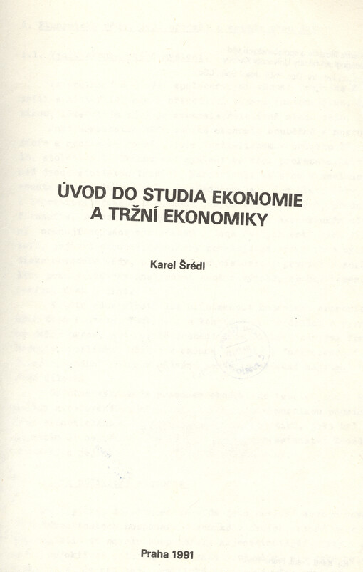 Úvod do studia ekonomie a tržní ekonomiky : [skripta pro posluchače pedag. fak. Univerzity Karlovy]